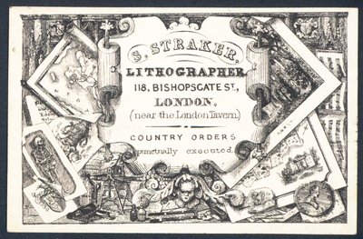 S Straker, Lithograph, Visitenkarte von English School