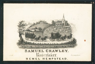 Samuel Crawley, Bestatter, Visitenkarte von English School
