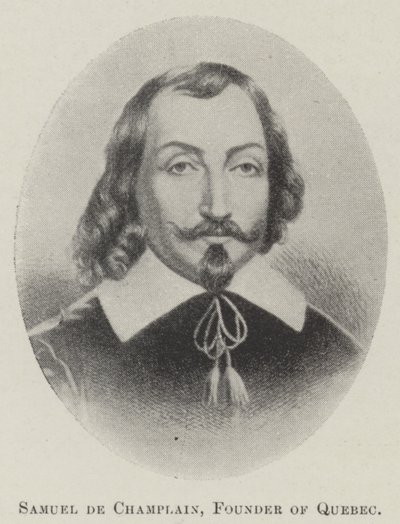 Samuel de Champlain, Gründer von Quebec (Lithografie) von English School