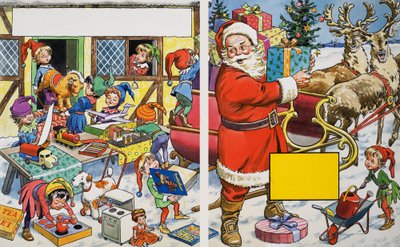 Weihnachtsmann organisiert Geschenke von English School