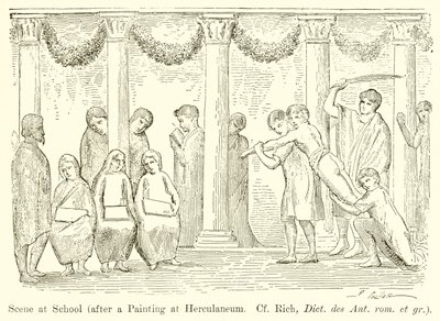 Szene in der Schule (nach einem Gemälde in Herculaneum. Vgl. Rich, Dict. des Ant. rom. et gr.) von English School
