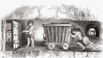 Szene in einem englischen Kohlebergwerk, frühes 19. Jahrhundert (Stich) von English School