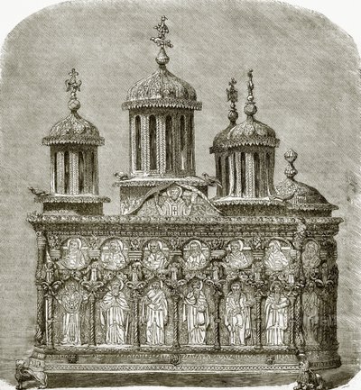 Bildhauerischer Schrank im Schatzhaus von Karyes von English School
