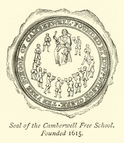 Siegel der Camberwell Free School, gegründet 1615 von English School