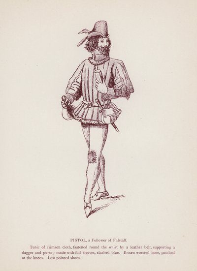 Shakespeares Die lustigen Weiber von Windsor: Pistol, ein Anhänger von Falstaff (Lithographie) von English School