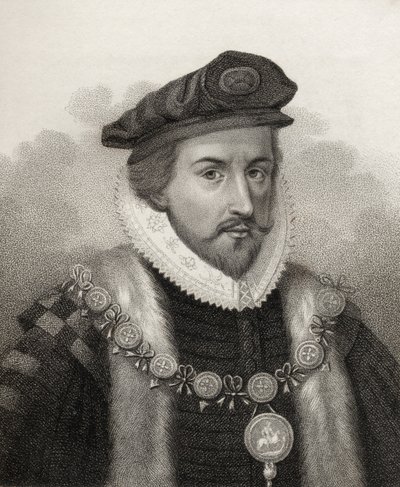 Sir Christopher Hatton, graviert von Bocquet, Illustration aus 