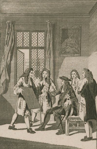 Sir Christopher Wren präsentiert König Charles II. seinen Plan zum Wiederaufbau der Stadt London von English School
