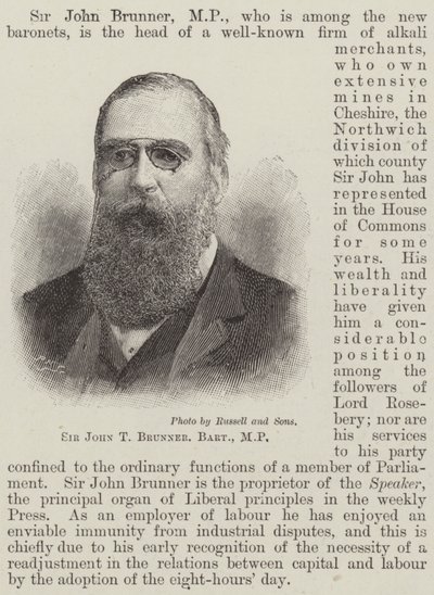 Sir John T Brunner, Baronet, MP von English School