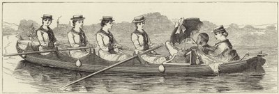 Skizzen von einem Dampfschiff bei der Henley Regatta von English School
