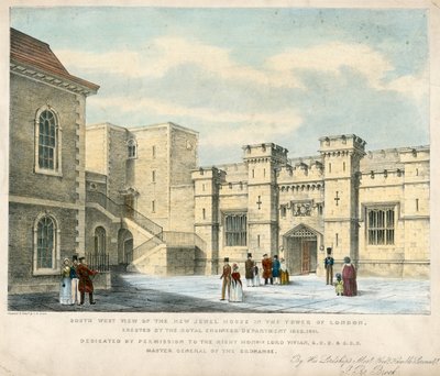 Südwestansicht des neuen Juwelenhauses im Tower von London, errichtet 1840-41 von English School