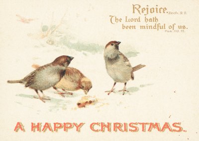 Spatzen im Schnee, Weihnachtskarte von English School