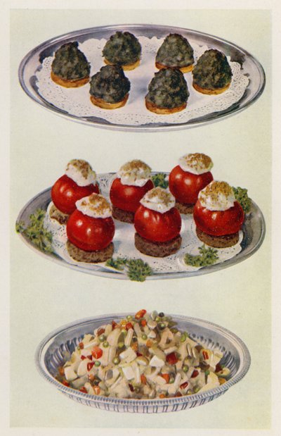 Spinat A La Creme; Gefüllte Tomaten; Gemüsesalat von English School