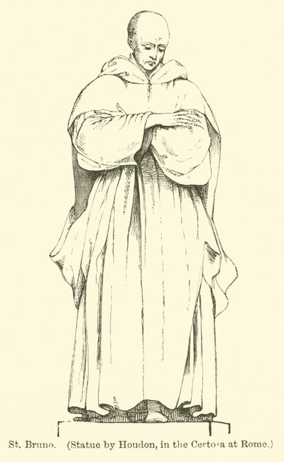 St. Bruno, Statue von Houdon, in der Certosa in Rom (Gravur) von English School