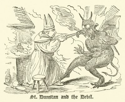 St. Dunstan und der Teufel (Gravur) von English School