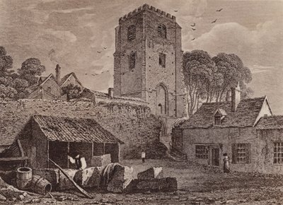 St. Marienkirche mit der alten Mauer 1824 von English School