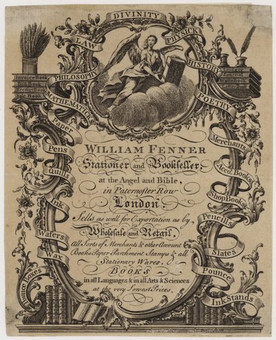 Schreibwaren- und Buchhändler, William Fenner, Visitenkarte von English School