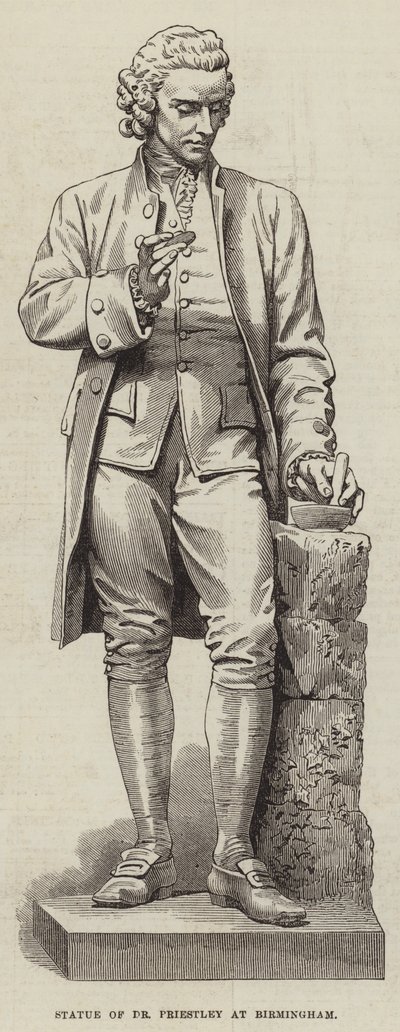Statue von Dr. Priestley in Birmingham (Gravur) von English School