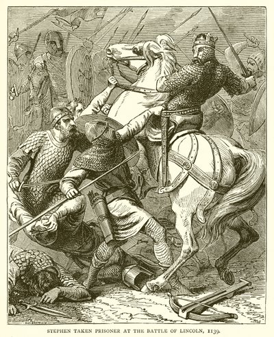 Stephen wird in der Schlacht von Lincoln gefangen genommen, 1139 von English School