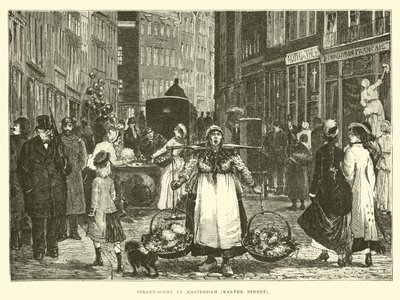 Straßenszene in Amsterdam, Kalverstraat von English School