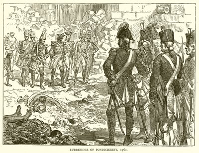 Die Kapitulation von Pondicherry, 1761 von English School
