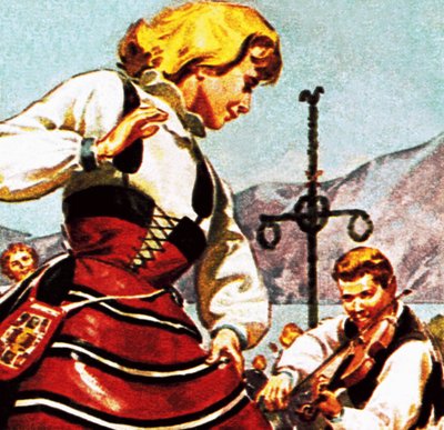 Schwedisches Mädchen beim Tanzen von English School