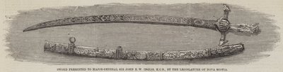 Schwert, präsentiert an Generalmajor Sir John E W Inglis, KCB, von der Legislative von Nova Scotia (Gravur) von English School