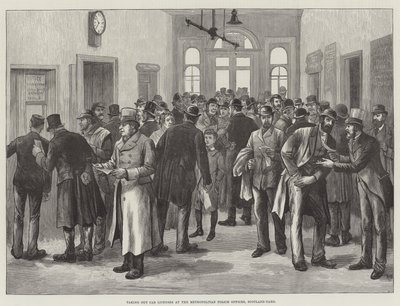 Erwerb von Taxilizenzen bei den Metropolitan Police Offices, Scotland Yard (Stich) von English School