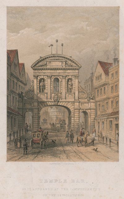 Temple Bar zu Beginn des 18. Jahrhunderts von English School
