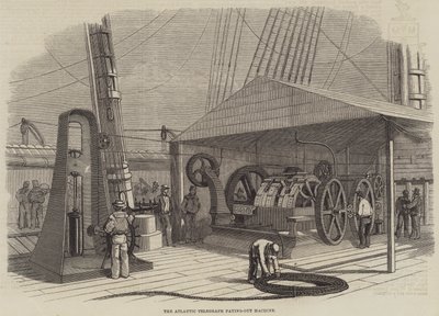 Die Atlantik-Telegraph-Auszahlungsmaschine (Gravur) von English School