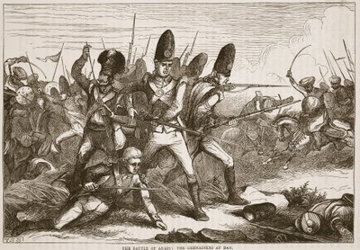 Die Schlacht von Arass: die Grenadiere in der Defensive, Illustration aus Cassells Illustrierter Geschichte Indiens von James Grant, veröffentlicht 1879 von English School