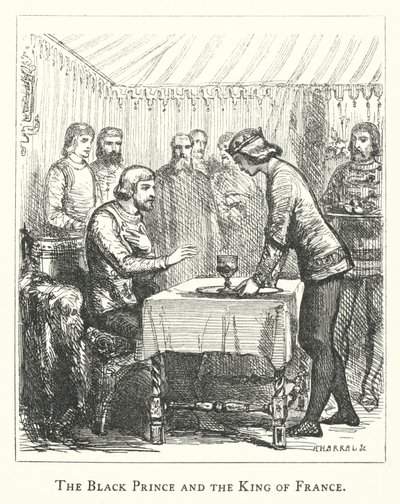 Der Schwarze Prinz und der König von Frankreich (Stich) von English School