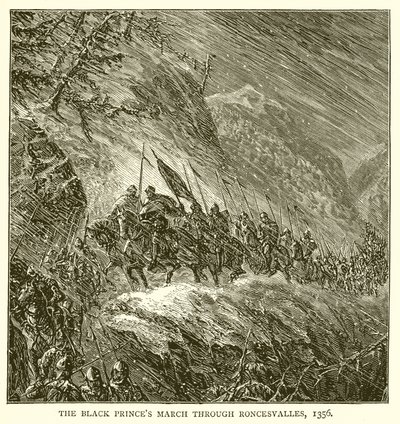 Der Marsch des Schwarzen Prinzen durch Roncesvalles, 1356 von English School