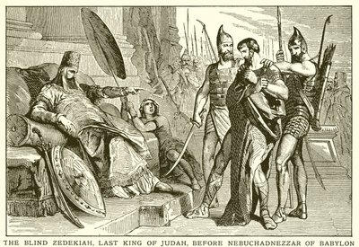 Der blinde Zedekia, letzter König von Juda, vor Nebukadnezar von Babylon von English School