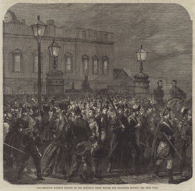 Der Bahnhof von Brighton am Samstagabend vor der Freiwilligenparade (Stich) von English School