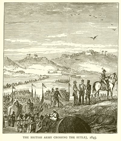 Die britische Armee überquert den Sutlej, 1845 von English School