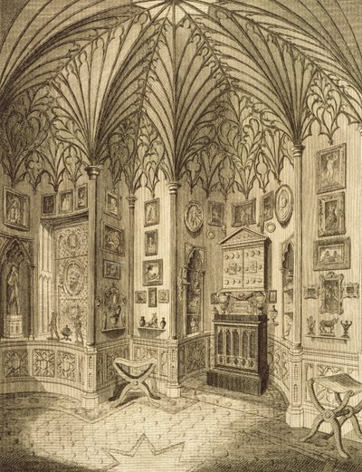 Das Kabinett, graviert von T. Morris, aus der Beschreibung von Strawberry Hill von Horace Walton, 1784 von English School