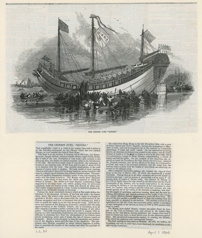 Die chinesische Dschunke, die als Touristenattraktion nach London gebracht wurde von English School