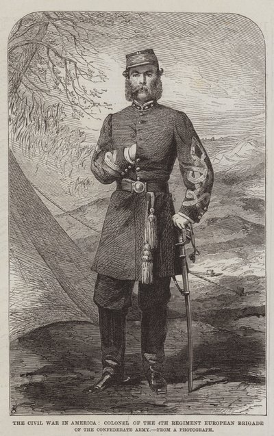 Der Bürgerkrieg in Amerika, Oberst des 4. Regiments der Europäischen Brigade der Konföderierten Armee (Stich) von English School
