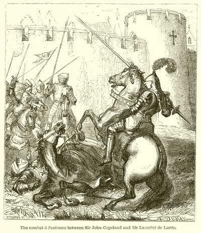 Der Kampf und die Foutrance zwischen Sir John Copeland und Sir Lancelot de Lorris von English School