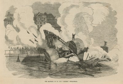 Die Explosion des Dampfschiffs Cricket von English School