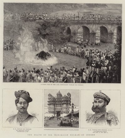 Der Tod von HH Maharajah Holkar von Indore (Gravur) von English School