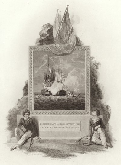 Die verzweifelte Aktion zwischen der Terrible und der Vengeance, Dez 1757 von English School