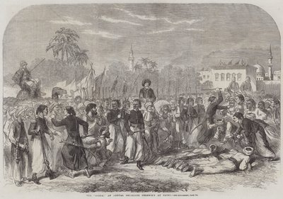 Der "Doseh," eine jährliche religiöse Zeremonie in Kairo (Stich) von English School