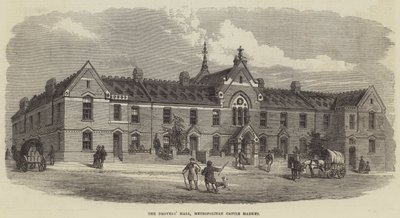 Die Treiberhalle, Metropolitan Cattle Market (Stich) von English School