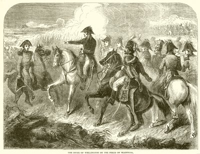 Der Herzog von Wellington auf dem Schlachtfeld von Waterloo von English School