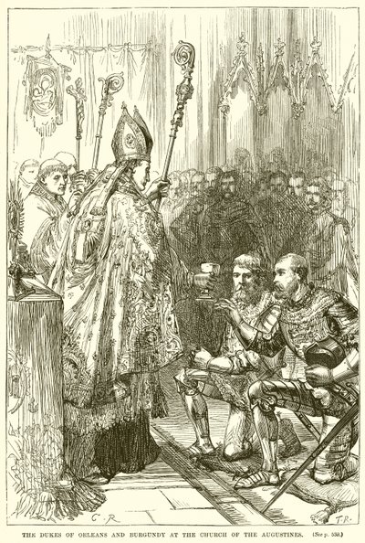 Die Herzöge von Orléans und Burgund in der Kirche der Augustiner von English School