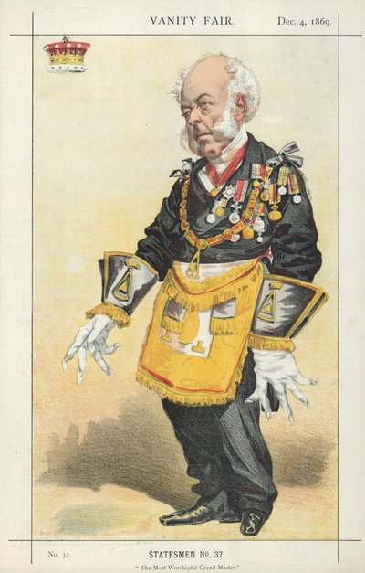 Der Earl of Zetland, Der Hochwürdigste Großmeister, 4. Dezember 1869, Vanity Fair Karikatur von English School