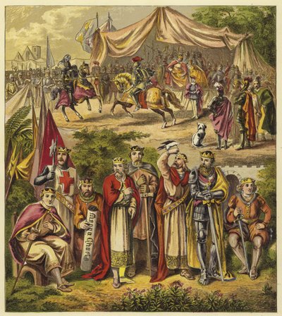 Die acht ersten Plantagenet-Könige; König Heinrich II, König Richard I, König Johann, König Heinrich III, König Eduard I, König Eduard II, König Eduard III, König Richard II von English School