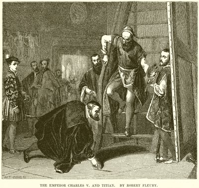 Der Kaiser Karl V und Tizian. Von Robert Fleury von English School
