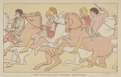 Das Fest der Athene, Reiter (Farblithografie) von English School